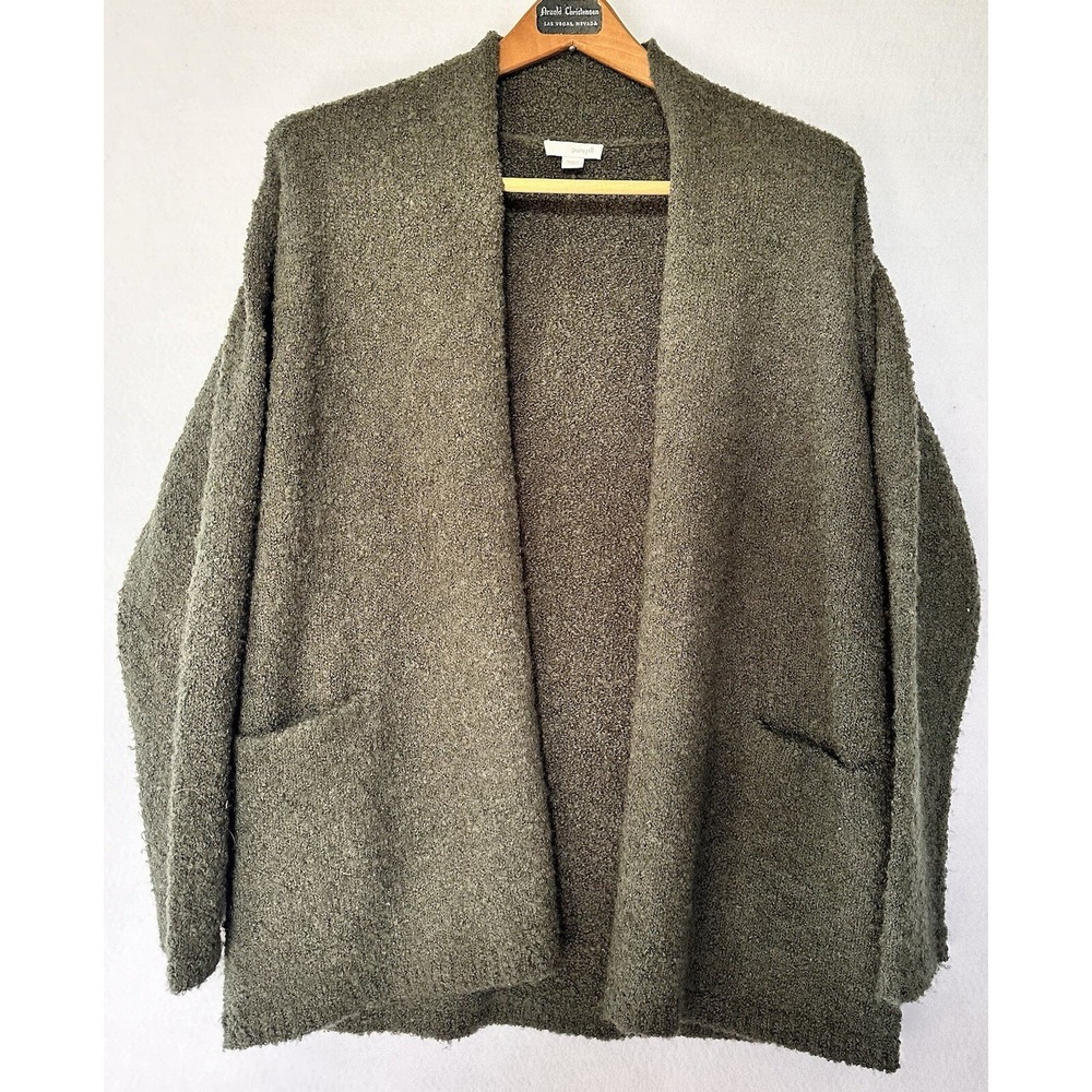 Pure Jill Wool Blend Open Front Cardigan Womens XS Dark Green Excellent